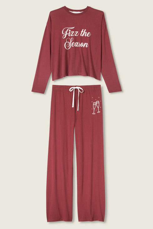 Pj Salvage Fizz the Season Long Sleeve Lounge Set